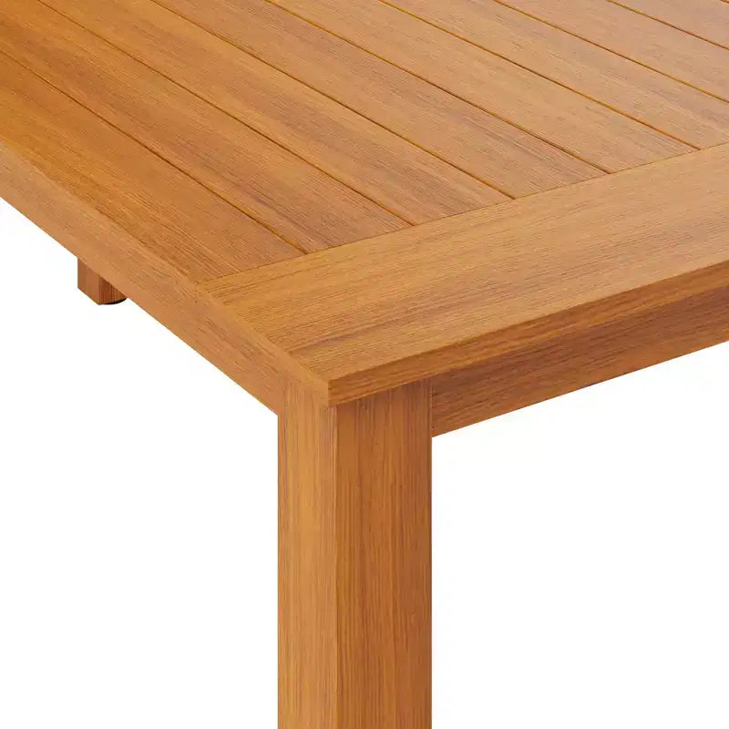 Famapy Natural Teak Wood Grain HDPE Outdoor Dining Table & Chairs,Weather-Resistant Patio Table with Umbrella Hole,Patio & Backyard Outdoor Set