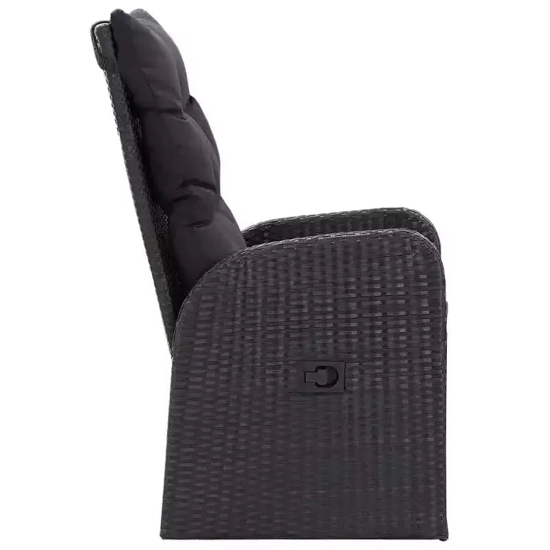 vidaXL Set da pranzo da giardino Rattan PE nero, acciaio verniciato a polvere, vetro