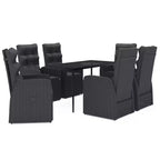 vidaXL Garden Dining Set Black PE rattan, powder-coated steel, glass