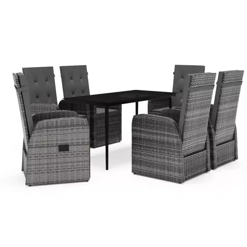 vidaXL Set da pranzo da giardino Rattan PE nero, acciaio verniciato a polvere, vetro