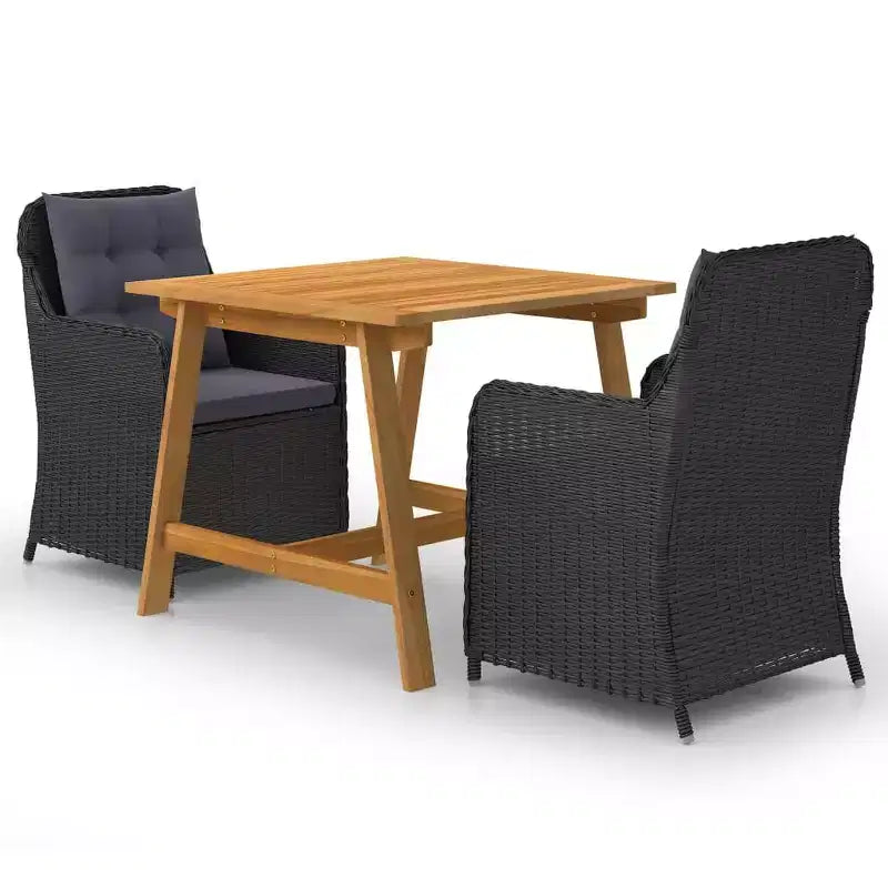 vidaXL Dining Set Black Solid Acacia Wood Medium Removable Covers