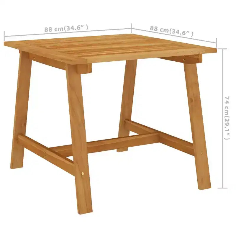 vidaXL Dining Set Black Solid Acacia Wood Medium Removable Covers