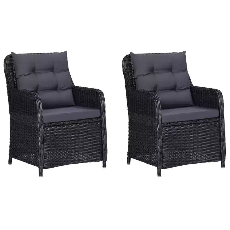 vidaXL Dining Set Black Solid Acacia Wood Medium Removable Covers