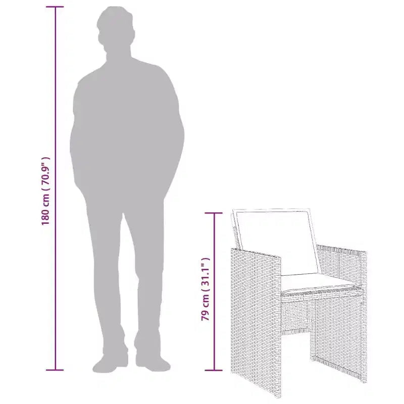 vidaXL Patio Dining Set Set of 10 Gray, Brown, Navy Blue
