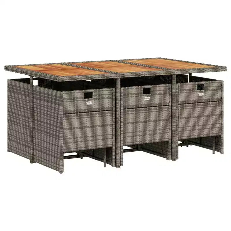 vidaXL Patio Dining Set Set of 10 Gray, Brown, Navy Blue