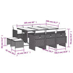 vidaXL Patio Dining Set Set of 10 Gray, Brown, Navy Blue