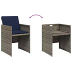 vidaXL Patio Dining Set Set of 10 Gray, Brown, Navy Blue