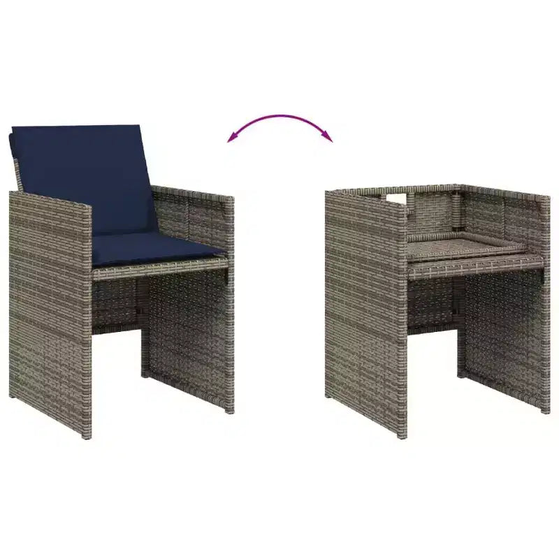 vidaXL Patio Dining Set Set of 10 Gray, Brown, Navy Blue