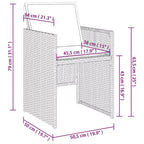 vidaXL Set da pranzo da giardino 14 pz grigio in polyrattan, Set 15 pz pieghevole