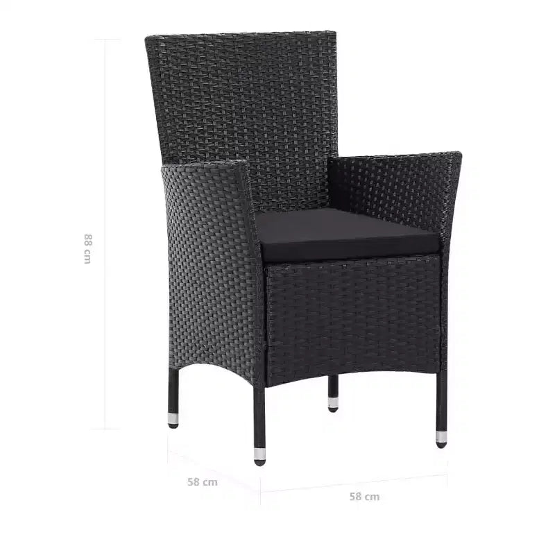 vidaXL Tavolo e sedie da giardino neri