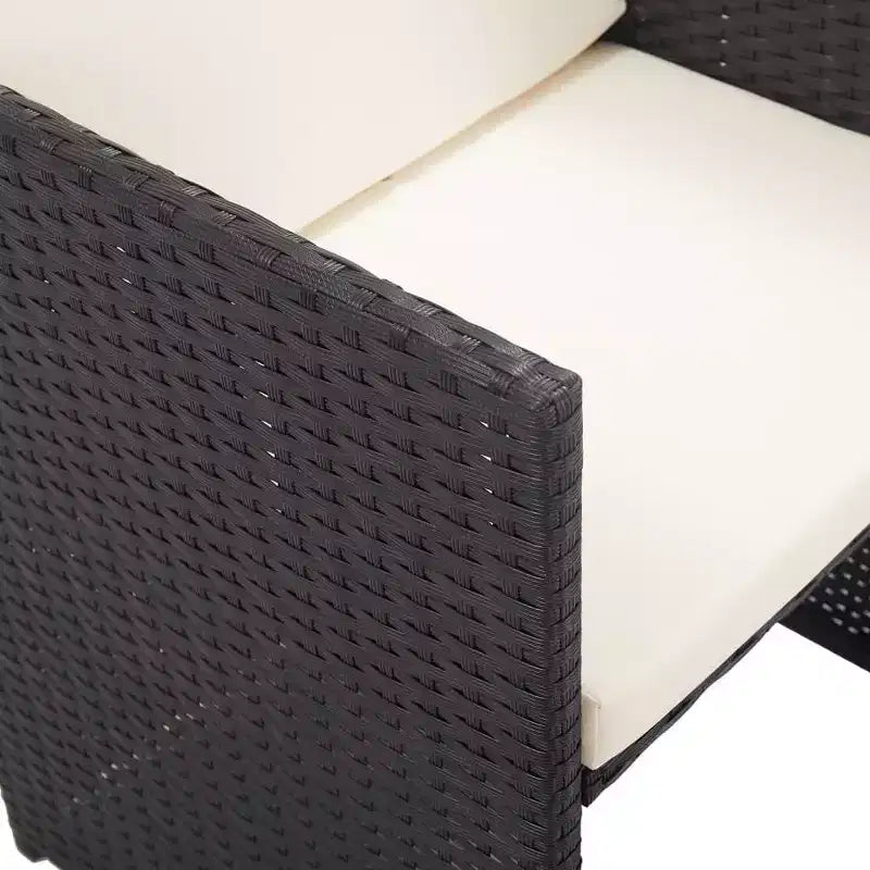 vidaXL Tavolo e sedie da giardino neri e bianco crema