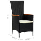 vidaXL Outdoor Dining Set Black PE Rattan 7 Piece Adjustable Armrests