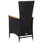 vidaXL Outdoor Dining Set Black PE Rattan 7 Piece Adjustable Armrests