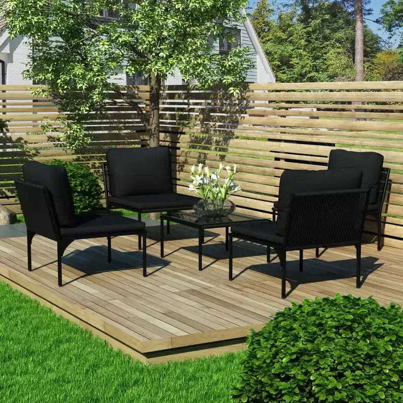 vidaXL Set lounge da giardino nero e antracite