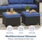 GDFStudio Byron Modern 3-Piece Wicker Outdoor Chat Set with 3-Seat Sofa and 2 Ottomans