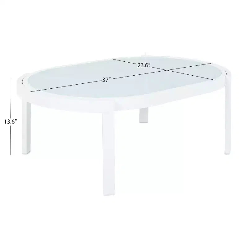GDFStudio Estella 4 Piece Modern Outdoor Aluminum Conversation Set with Glass Coffee Table