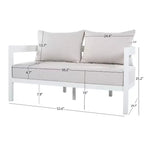 GDFStudio Estella 4 Piece Modern Outdoor Aluminum Conversation Set with Glass Coffee Table