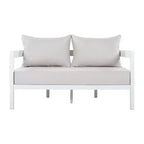 GDFStudio Estella 4 Piece Modern Outdoor Aluminum Conversation Set with Glass Coffee Table