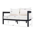 GDFStudio Estella 4 Piece Modern Outdoor Aluminum Conversation Set with Glass Coffee Table