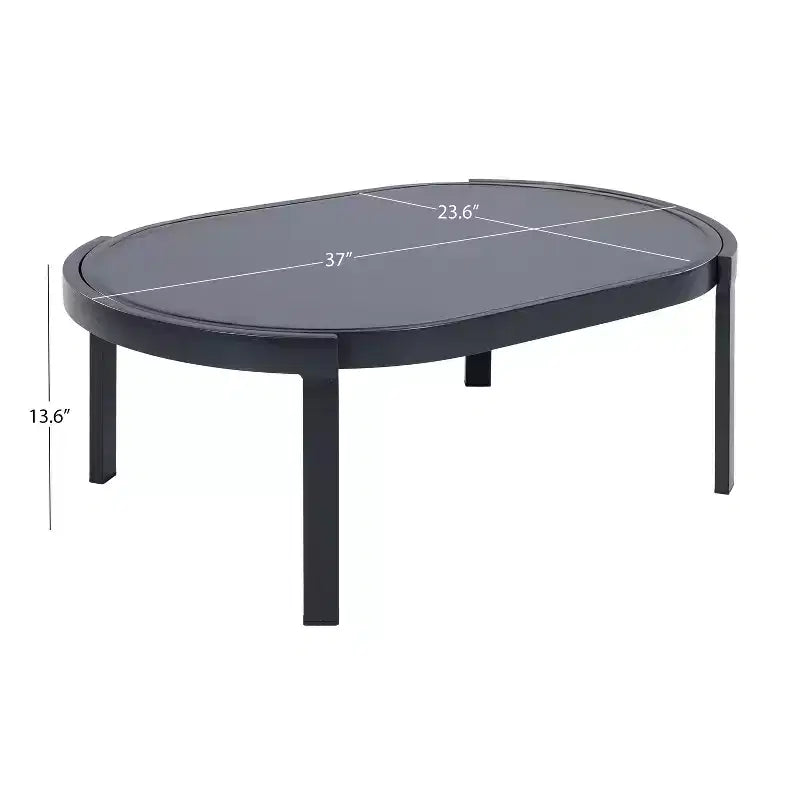 GDFStudio Estella 4 Piece Modern Outdoor Aluminum Conversation Set with Glass Coffee Table