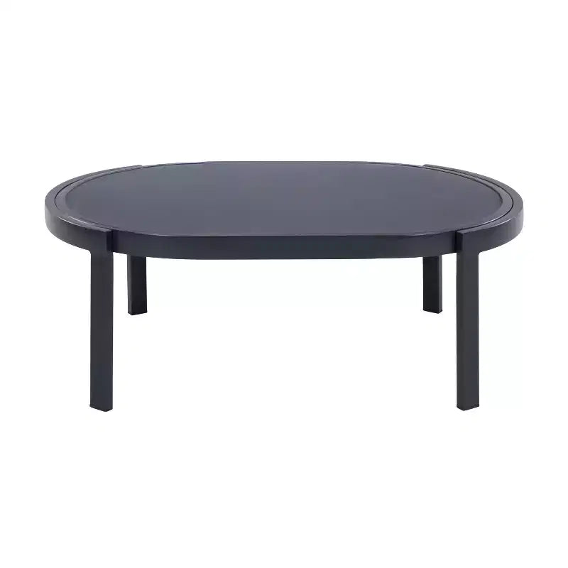 GDFStudio Estella 4 Piece Modern Outdoor Aluminum Conversation Set with Glass Coffee Table