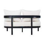 GDFStudio Estella 4 Piece Modern Outdoor Aluminum Conversation Set with Glass Coffee Table