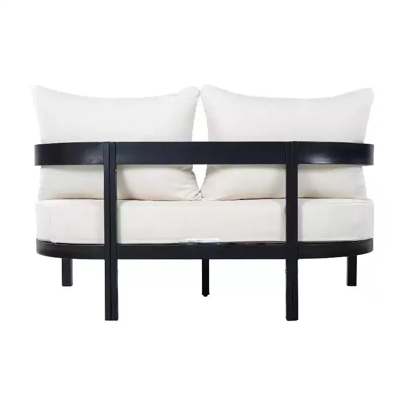 GDFStudio Estella 4 Piece Modern Outdoor Aluminum Conversation Set with Glass Coffee Table