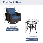 JVNOXK PE Rattan Swivel Chair & Side Table Patio Set