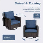 JVNOXK PE Rattan Swivel Chair & Side Table Patio Set