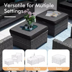 HOMLUX 7-Pc Outdoor Patio Set with Fire Pit Table, Sofa, Swivel Chairs & Ottoman