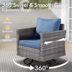 HOMLUX 7-Pc Outdoor Patio Set with Fire Pit Table, Sofa, Swivel Chairs & Ottoman