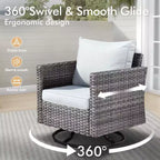 HOMLUX 7-Pc Outdoor Patio Set with Fire Pit Table, Sofa, Swivel Chairs & Ottoman