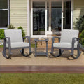 GDFStudio Malan Modern 3-Piece Aluminium Rocking Chair Set with Coffee Table