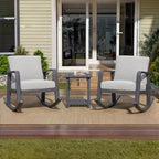GDFStudio Malan Modern 3-Piece Aluminium Rocking Chair Set with Coffee Table