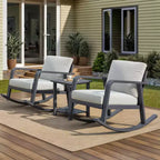 GDFStudio Malan Modern 3-Piece Aluminium Rocking Chair Set with Coffee Table