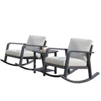 GDFStudio Malan Modern 3-Piece Aluminium Rocking Chair Set with Coffee Table