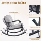 GDFStudio Malan Modern 3-Piece Aluminium Rocking Chair Set with Coffee Table