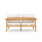 Set da conversazione da patio Christopher Knight Home Kara a 4 pezzi in legno di acacia con tavolo in cemento leggero