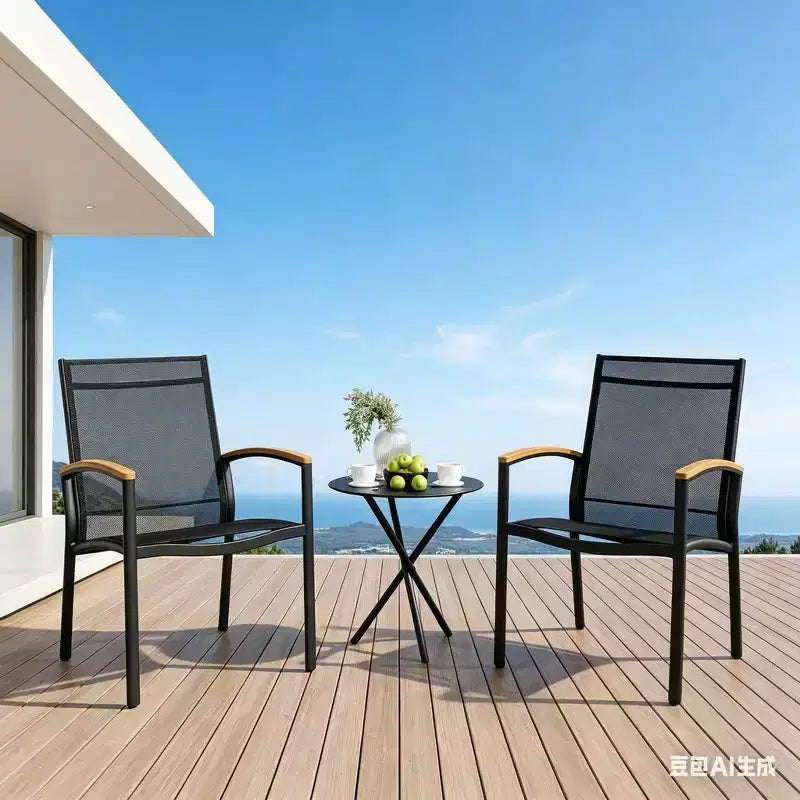 Set da esterno da 3 pezzi per patio GustoWave, sedie traspiranti in Textilene con tavolino pieghevole