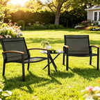 Set da esterno da 3 pezzi per patio GustoWave, sedie traspiranti in Textilene con tavolino pieghevole