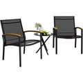 GustoWave 3-Piece Outdoor Patio Set, Breathable Textilene Chairs With Folding Side Table
