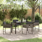 vidaXL Set da pranzo da giardino con cuscini 5 pz Grigio Rattan PE