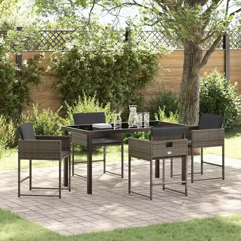 vidaXL Set da pranzo da giardino con cuscini 5 pz Grigio Rattan PE