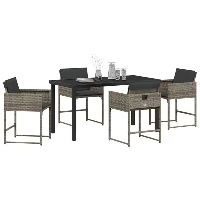 vidaXL Set da pranzo da giardino con cuscini 5 pz Grigio Rattan PE