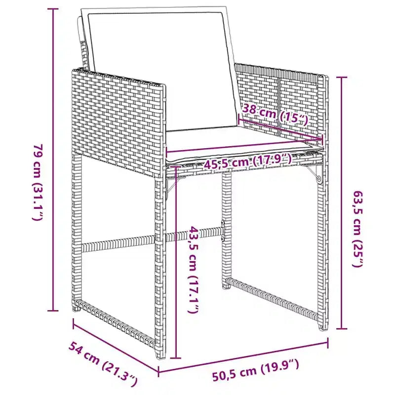 vidaXL Set da pranzo da giardino con cuscini 5 pz Grigio Rattan PE