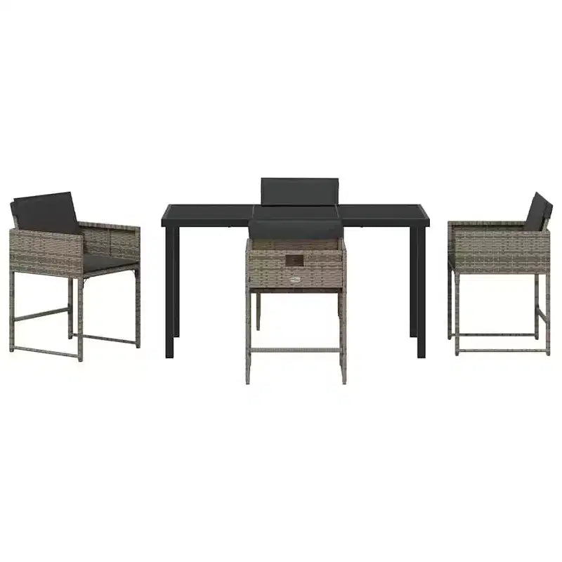vidaXL Set da pranzo da giardino con cuscini 5 pz Grigio Rattan PE