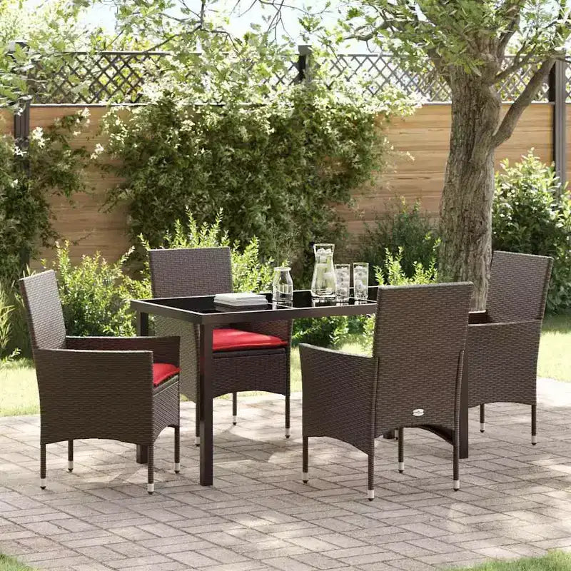 vidaXL Set Tavolo e Sedie con Cuscini 5 pz Rattan PE Marrone