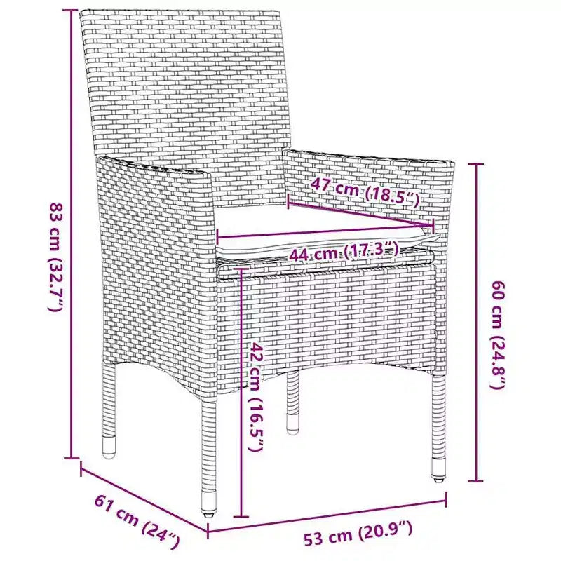 vidaXL Set Tavolo e Sedie con Cuscini 5 pz Rattan PE Marrone