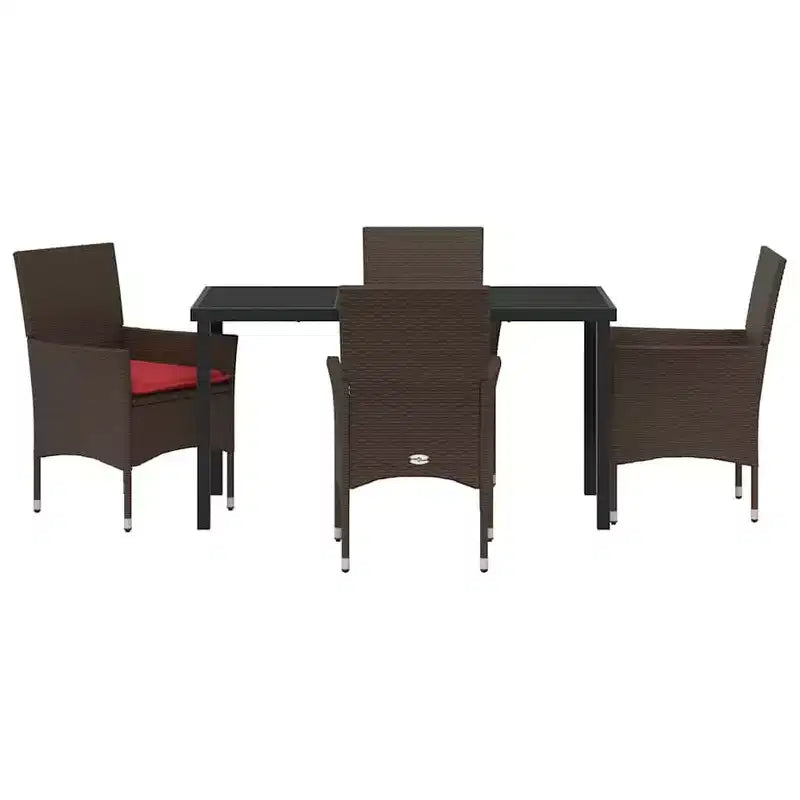 vidaXL Set Tavolo e Sedie con Cuscini 5 pz Rattan PE Marrone