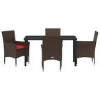 vidaXL Set Tavolo e Sedie con Cuscini 5 pz Rattan PE Marrone